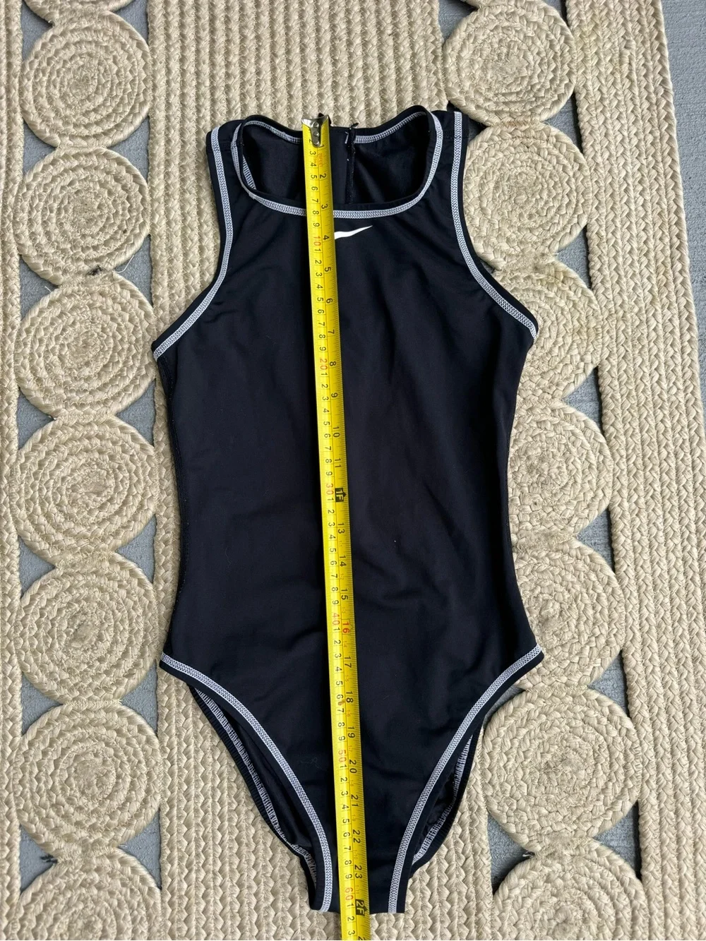 Nike Black Contrast Trim Athletic One-Piece Swimsuit Size 32 / S